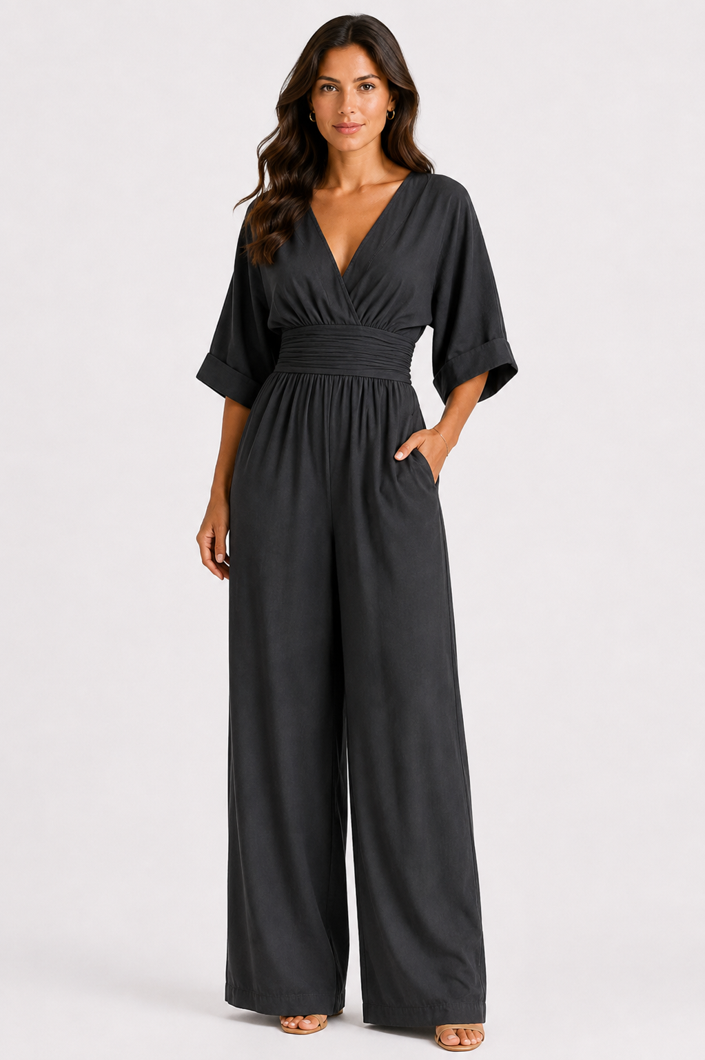 Daniela | Abito elegante con scollo a V e gonna ampia