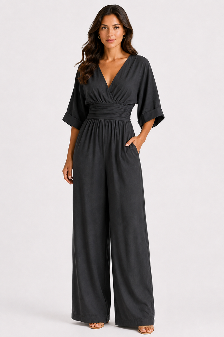 Daniela | Abito elegante con scollo a V e gonna ampia