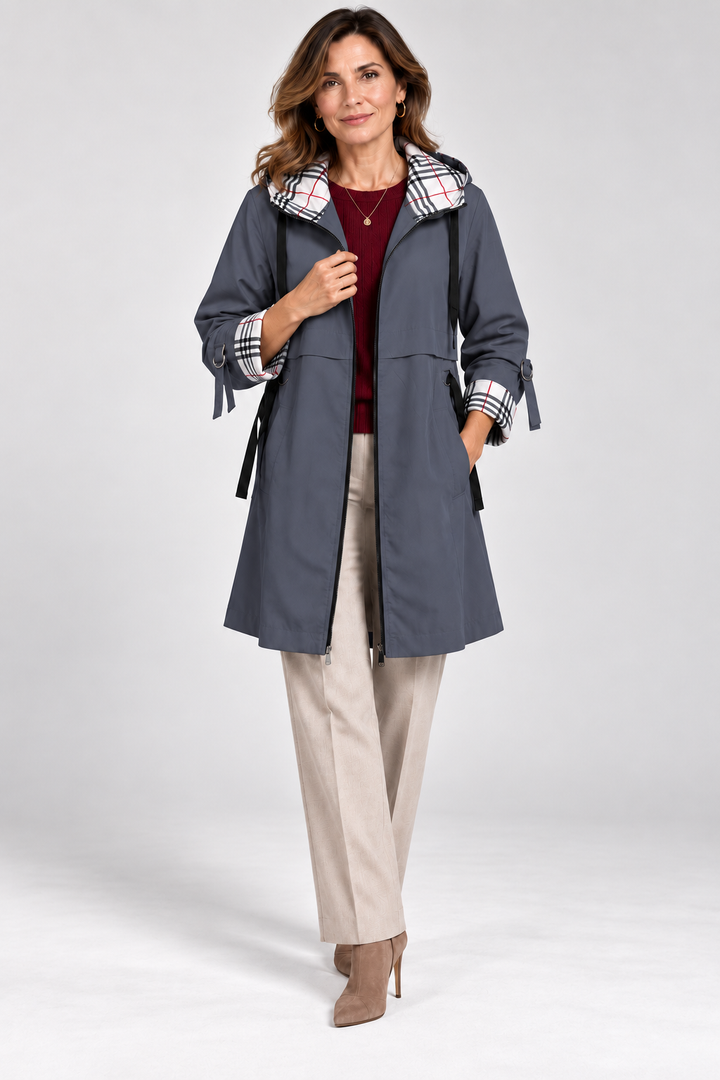Assuntina™ | Giacca lunga con cappuccio e vita regolabile