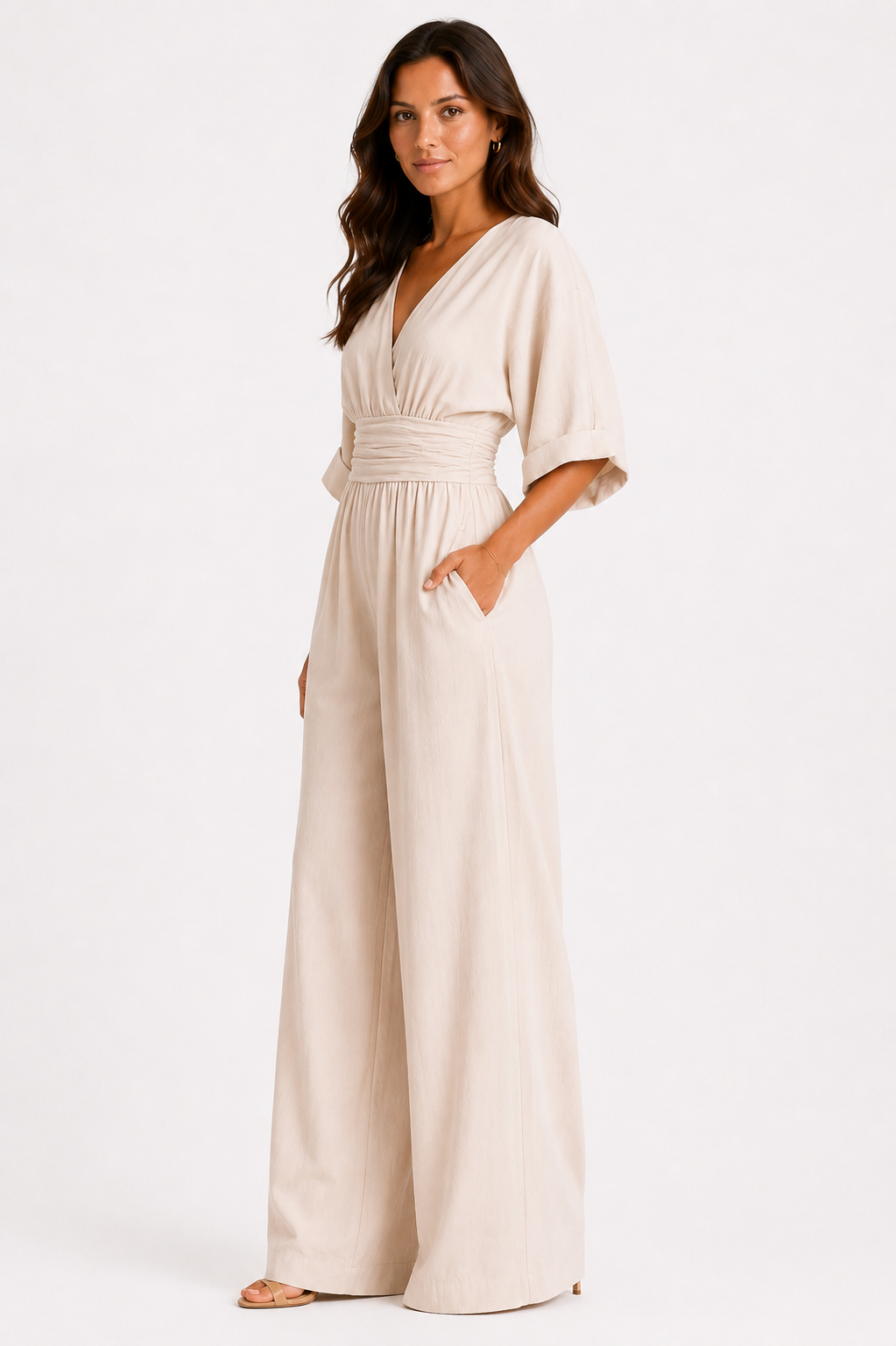 Daniela | Abito elegante con scollo a V e gonna ampia